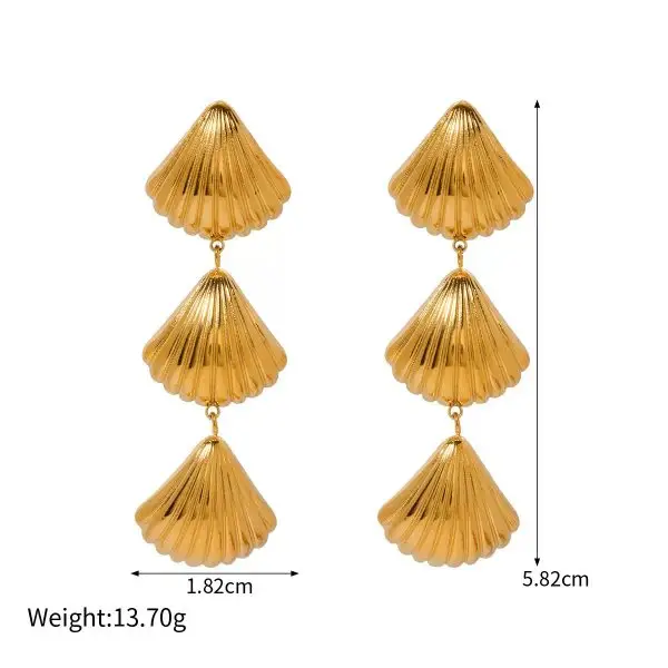 Gold starfish shell earrings, studs, and ring set with beach-inspired summer design