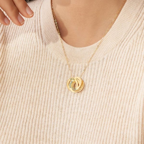 Stainless Steel Interlocking Circle Name Necklace in Gold, Rose Gold, and Silver